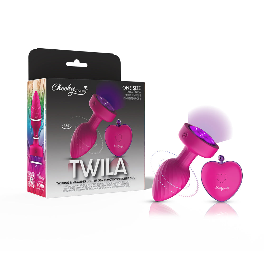 Twila Purple Gem Light Up Vibrating Anal Plug with dazzling design and remote control features by Cheeky Charms.