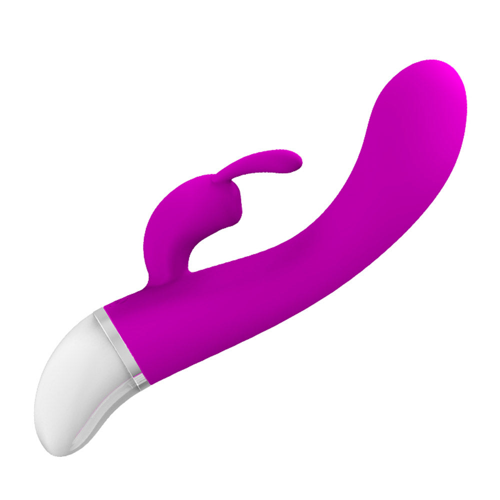Pretty Love Freda 30 Function Rabbit Vibrator Purple designed for dual-zone stimulation with a smooth silicone surface.