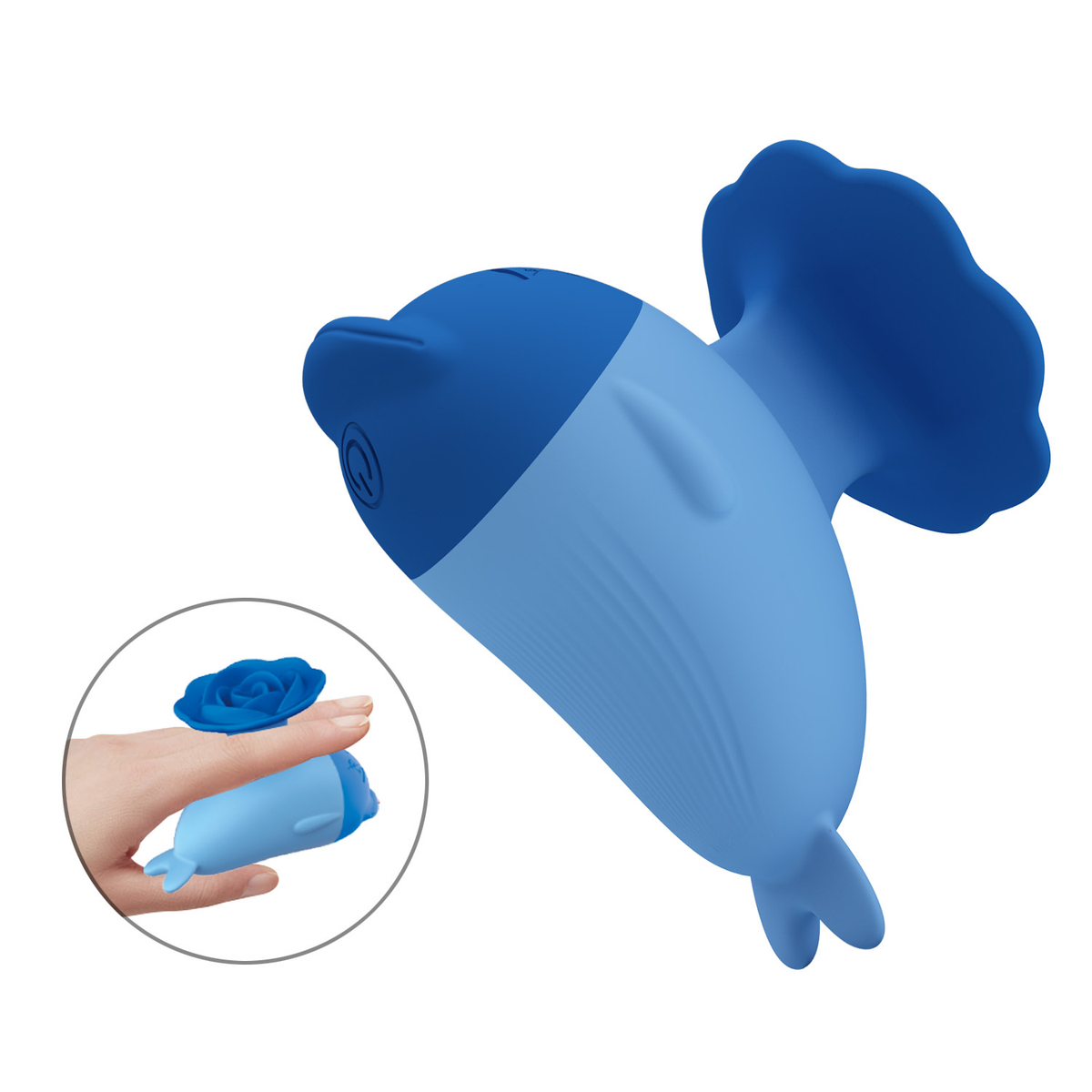 Pretty Love Dolphin Mini Vibrator Blue with sleek silicone design for targeted external pleasure.