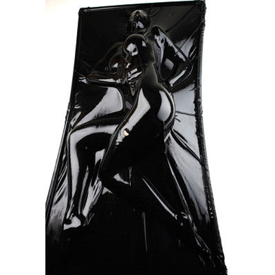 Extreme Black Latex Vacuum Bed showcasing full-body immobilization with sleek latex rubber design.