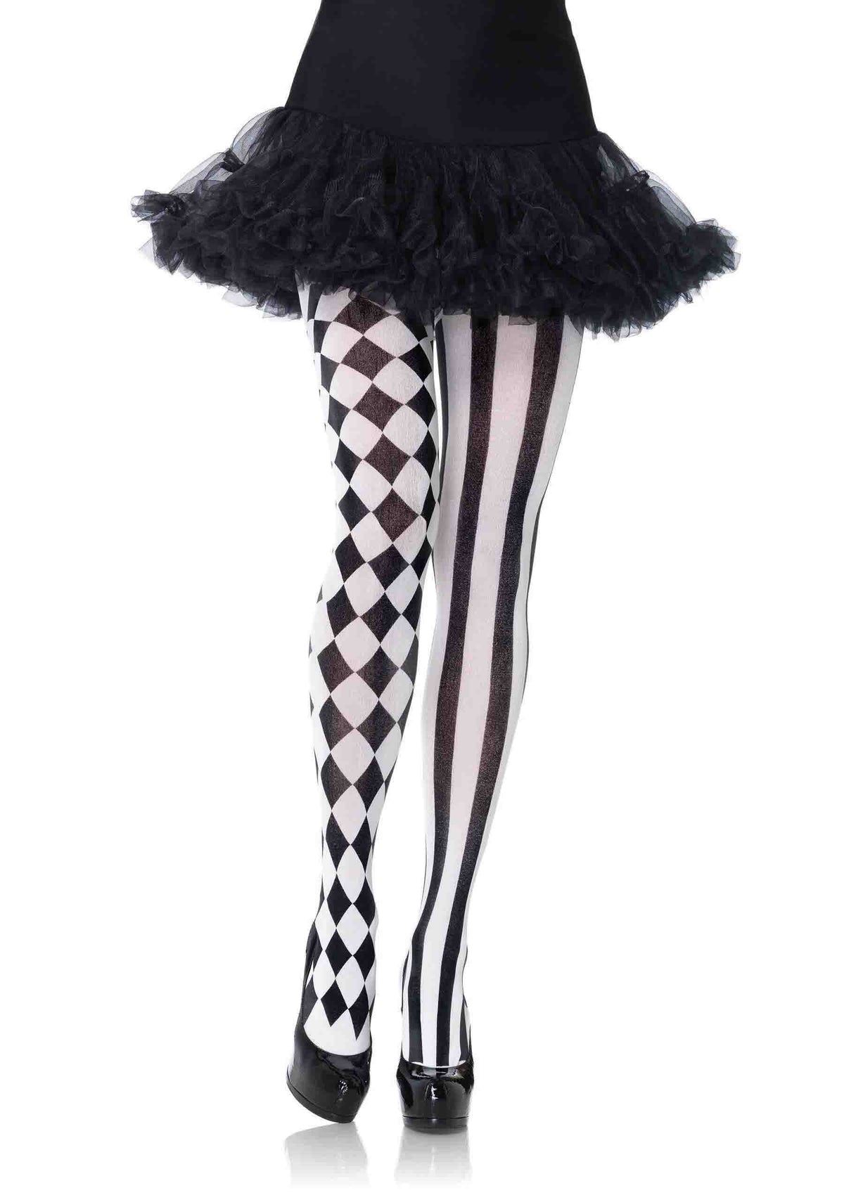 Leg Avenue Harlequin Pantyhose Black and White