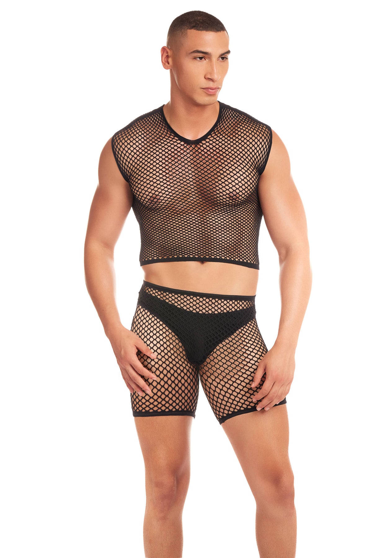 Pink Lipstick Net-Bula 3pc Lingerie Set Small/Medium Black