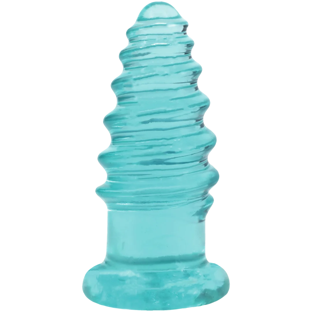 Crystal Jellies Anal Twist 5 Inch Teal backdoor toy with twisted ridges for layered stimulation.