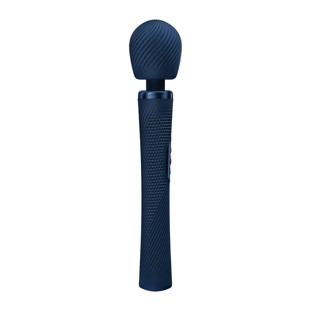 Fun Factory Vim Wand Massager Night Blue with grooved texture for deep, rumbly sensations and relaxation.