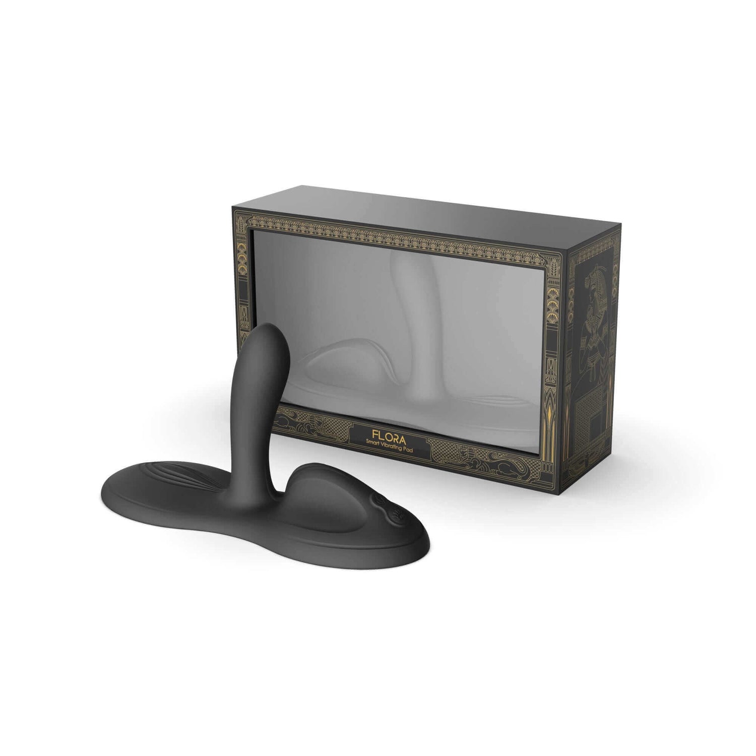 ZALO Flora Smart Vibrating Pad in obsidian black next to its stylish packaging, designed for intense pleasure.